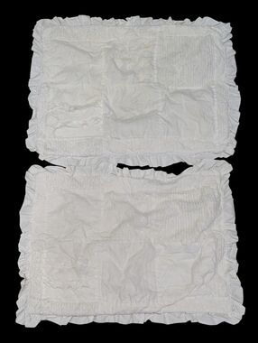 Simply Shabby Chic White Patchwork Chenille Ruffle Quilted Standard Shams Pair